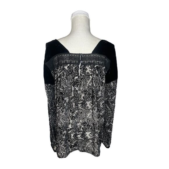 Sundance Silk Blend Velvet Burnout Boho Top Medium - Picture 3 of 13